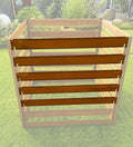 5 Verbindungsprofile aus Cortenstahl für das modulare Kompostersystem mit 100 × 100 × 100 cm.